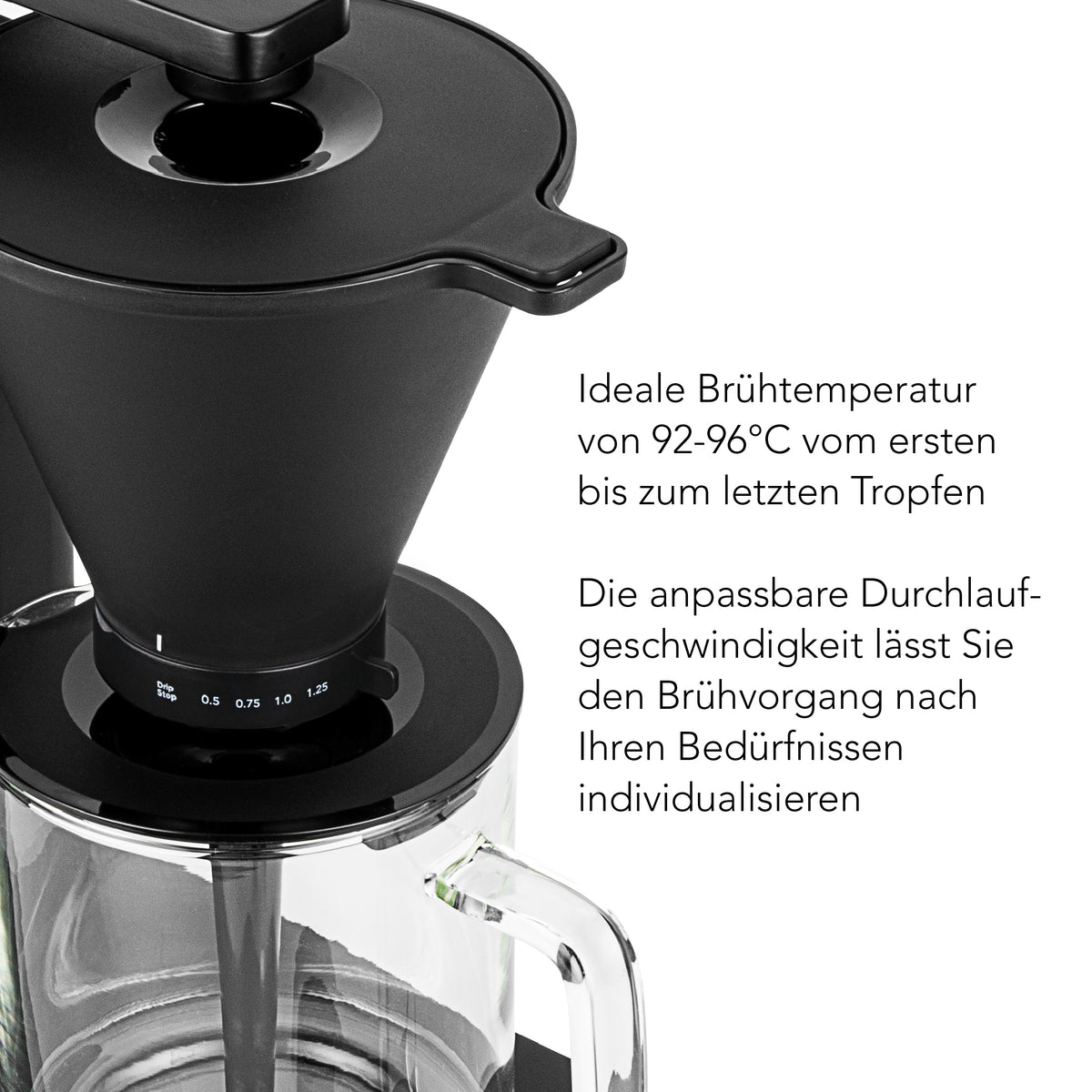Wilfa Filterkaffeemaschine ZENSE, manueller Tropfstopp, 1,25l, schwarz
