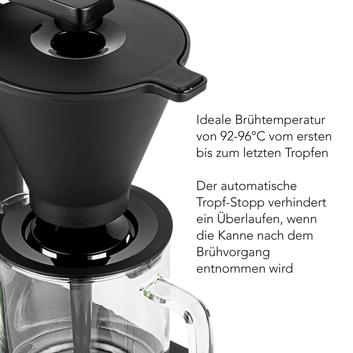 Wilfa Filterkaffeemaschine ZENSE, automatischer Tropfstopp, 1,25l, schwarz