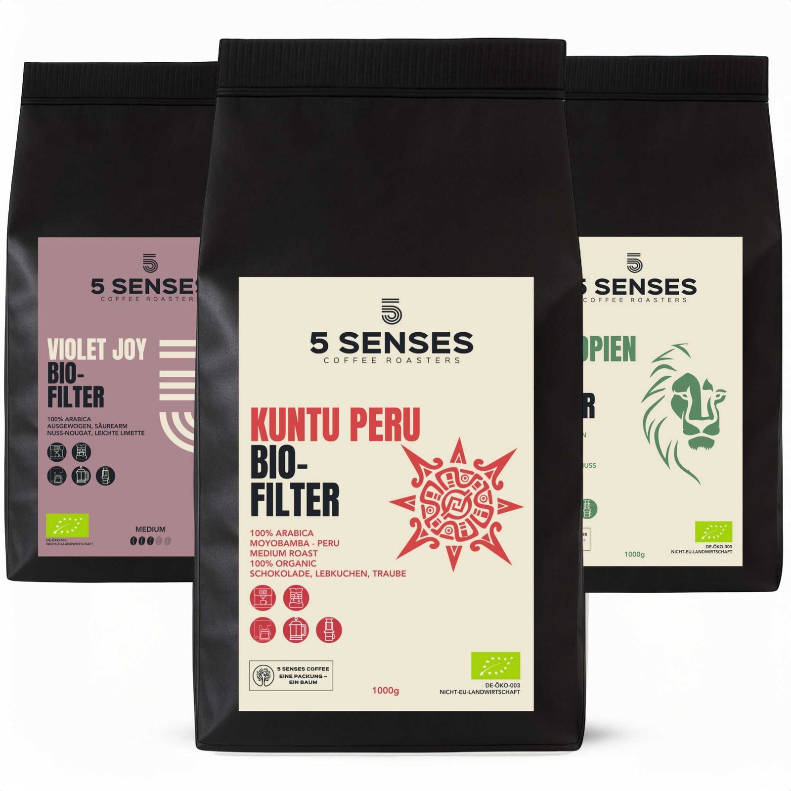 Versand PROBIERPAKET FILTERKAFFEE 3ER SET 5 Senses Coffee